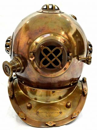 Brass Diving Helmet Divers Us Navy Mark V Antique Vintage Solid 18 " Scuba Deep