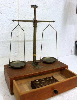Antique Precision Balance,  Pharmacy Scale With Weights