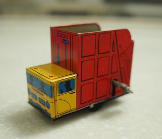 Litho Garbage Truck Vintage Mechanical Tin Toy Wind Up Made In Japan -