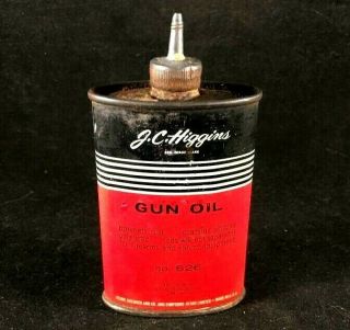 Vintage J.  C.  Higgins Gun Oil Handy Oiler Rare Old Advertising Tin Can 1950s