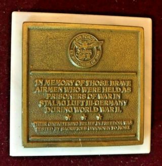 Stalag Luft Iii Germany Pows Wwii Memorial Plaque At Usaf Academy Paper Weight