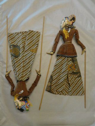 Vintage Pair Wayang Golek Stick Puppets (93) 2