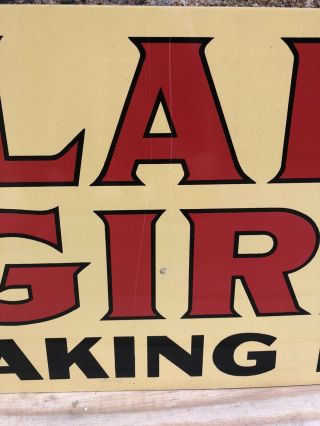 Vintage 1952 Clabber Girl Baking Powder Double Sided Metal Sign Tin Tacker 3