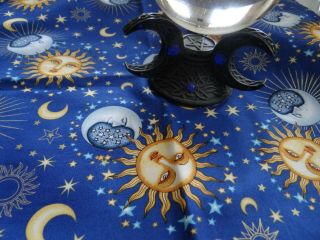 Handmade Altar Cloth Sun Moon On Blue By Vtwiccan Pagan Wiccan Witch Altar