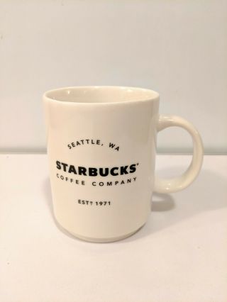 Starbucks Coffee Mug Cup 14oz 2018 White Ceramic Seattle Wa Est 1971 Collectible