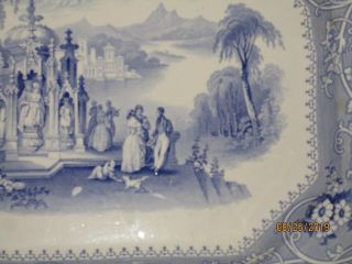 Antique 1850 W.  Adams & Son Columbia Blue White Transferware Platter England 3