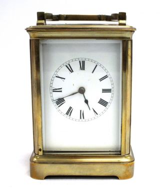 Vintage Brass Carriage Clock Roman Numerals No Key - G28