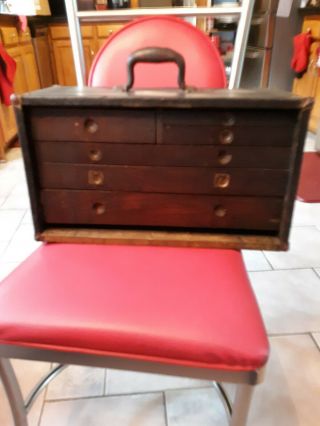 Vintage Wooden Tool Chest Box Antique With 9 Drawers - Over 100 Years Olds