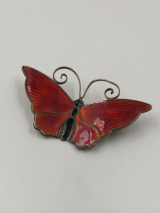 Vintage David Andersen Sterling Silver Enamel Butterfly Brooch Norway 925