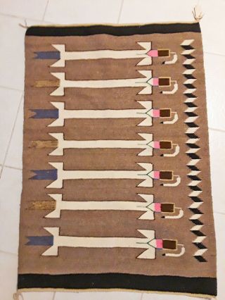 Vintage 1950 Navajo Rug - Horse Blanket,  Lukachukai " Feather People " (nr)