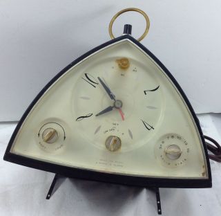 Vintage Silvertone Mid Century Modern Clock Radio Sears Roebuck 120v Usa