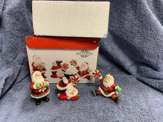 Fitz And Floyd Peppermint Santa Tumblers Set Of 3 Santa Claus 56/163
