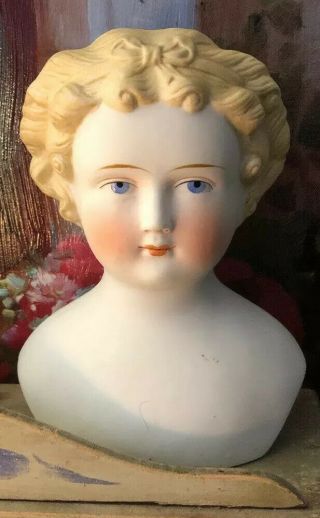 Unusual Gorgeous Antique Large German Parian Doll Head.  Head Only