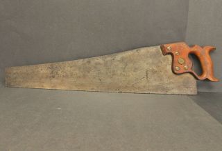 Antique Vintage Henry Disston & Sons D8 26 " Hand Saw Tool 10tpi W/ Blade Etching