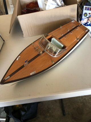 Chris Craft Wooden Model Boat Single Cockpit Vintage