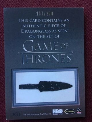 Game of Thrones Season 5 Rittenhouse Dragonglass Relic Card 167/200 2