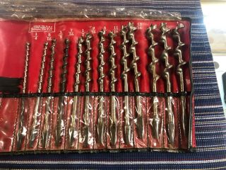Vintage Irwin 13 Pc Auger Drill Bits Stock No.  Dre Roll Up Plastic 1/4 " - 1 "