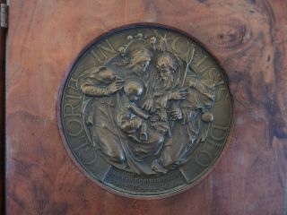 Antique Bronze Plaque Of Mary,  Jesus & Joseph By Walter Gilbert Bromsgrove Guide