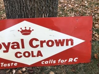 Vintage Drink Royal Crown Cola Embossed Tin Sign Better Taste Calls RC Soda Pop 3