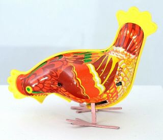 Vintage Tin Toy Wind - Up Pecking Chicken Kypoyka W Box & Key Lithograph Russian
