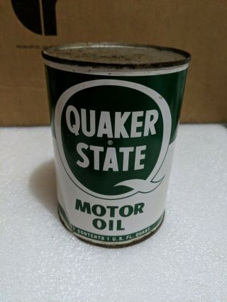 Vintage Quaker State Metal Quart Motor Oil Can Full Can Antique