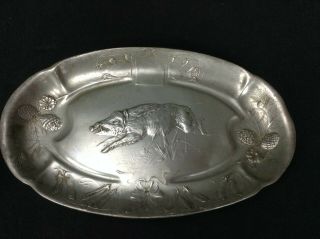 Antique Kayserzinn Secessionist Art Nouveau Game Wild Boar Platter Tray 20 " 344