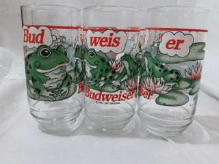 6 Vintage 1995 Budweiser King Of Beers 16oz Frog Glasses Bud - Weis - Er