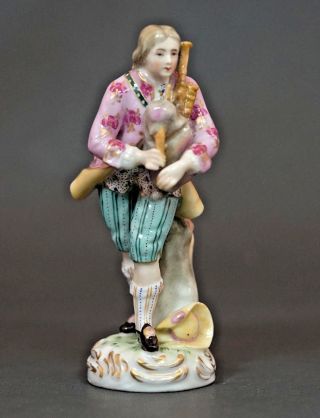 1910 Antique German Dressel Kister&co Porcelain Man Bagpipe Figurine Figure