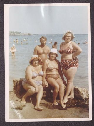 Old Soviet Vintage Photo Pretty Swimsuit Woman Lady Bikini Girl Man Naked Torso