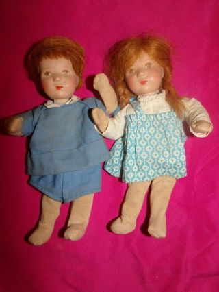 Vintage Kathe Kruse Dolls - Boy And Girl Rare Germany.