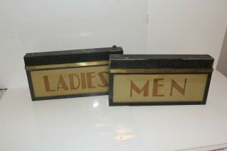 Vintage Art Deco Style MEN & LADIES Rest Room Bathroom Light Up Signs 3