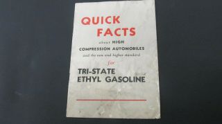 Automobilia Gas Station Collectible Tri - State Gasoline Pamphlet Circa 1930 