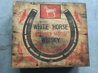Rare Vintage Old White Horse Scotch Whisky Wood Crate Scotland York 1930s