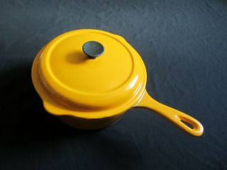 Vintage Le Creuset Orange Yellow Cast Iron Pot And Lid 20