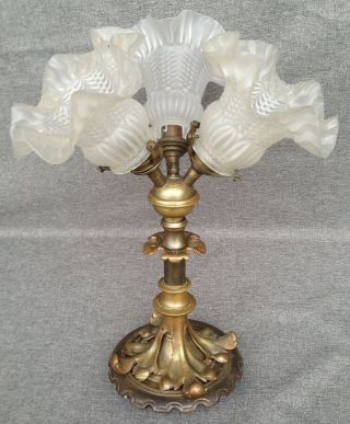 Antique French Ceiling Lamp 19th Century Made Of Bronze And Glass Louis Xv Style