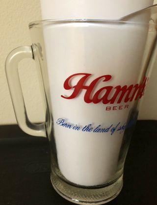 Vintage Hamm ' s Beer Heavy Clear Glass Beer Pitcher 2