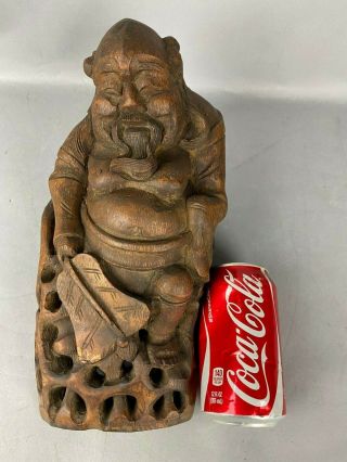 19th/20th C.  Chinese Bamboo Carved Figure Of Shouxing
