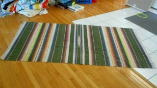 Vintage Mexican Serape Blanket Throw Colorful Earth - Tone Cotton Stripes
