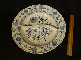 Huge Antique Meissen 14 " Round Sectioned Serving Bowl - Blue Onion Pattern