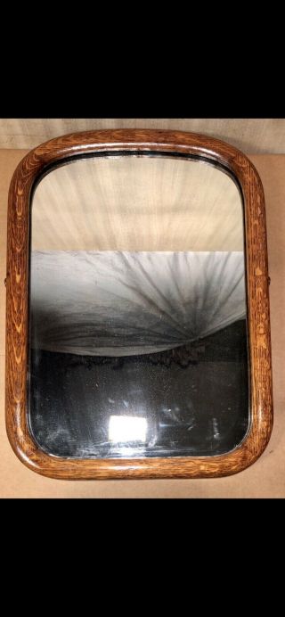 Antique•early 1900s•hand Crafted•solid Oak•wall Hanging•mirror•21 - 3/4”x16”