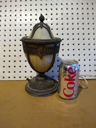 Antique Slag Glass Art Nouveau Greek Table Lamp