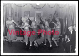Men In Bonnets Form Campy Drag Chorus Line Vintage 1950 
