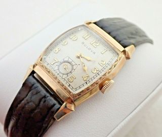 Vintage Mens Art Deco Bulova 17 Jewel Gold Filled Wristwatch Watch