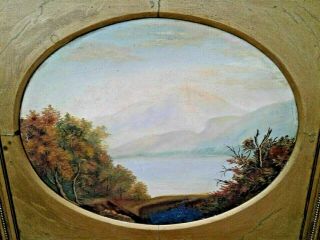 Antique Painting 18th 19th Century Landscape,  Oval Painting,  Antique Frames