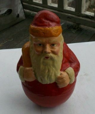 Rare Vintage Antique 6.  5 " Early Santa Claus Roly Poly Figurine Statue Christmas