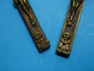 2 antique MONASTERY crucifixes / SKULL and CROSSBONES // 1850 2