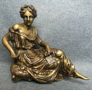 Heavy Antique French Sculpture Regule Bronze Tone 19th Century Empire Style