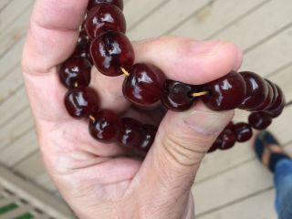 Vintage Cherry Amber Bakelite Faturan Kehribar Islamic Prayer Beads 75g