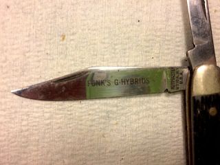 Vintage FUNKS G HYBRID Advertising Kutmaster 2 Blade Pocket Knife Brown Handle 2