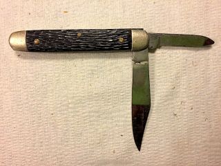 Vintage FUNKS G HYBRID Advertising Kutmaster 2 Blade Pocket Knife Brown Handle 3